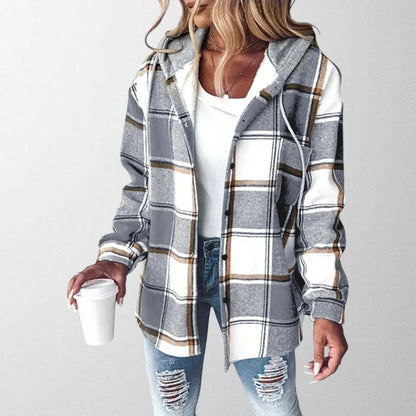Women's Hooded Jacket Warm Relaxed Fit Casual Everyday Zip-Up Layering Coat Ladies Stylish Outerwear Smart Casual All Season
