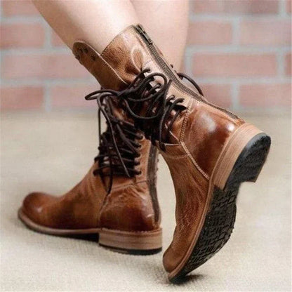 Women's Winter Boots Lace Up Side Zip Casual Everyday Ankle Boots Black
