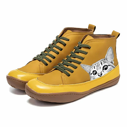 High-Top Sneakers Women's Chic Leather Ankle Support Urban Style