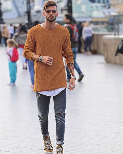 Men's Long Knit Pullover Sweater Soft Comfortable Casual Everyday Wear