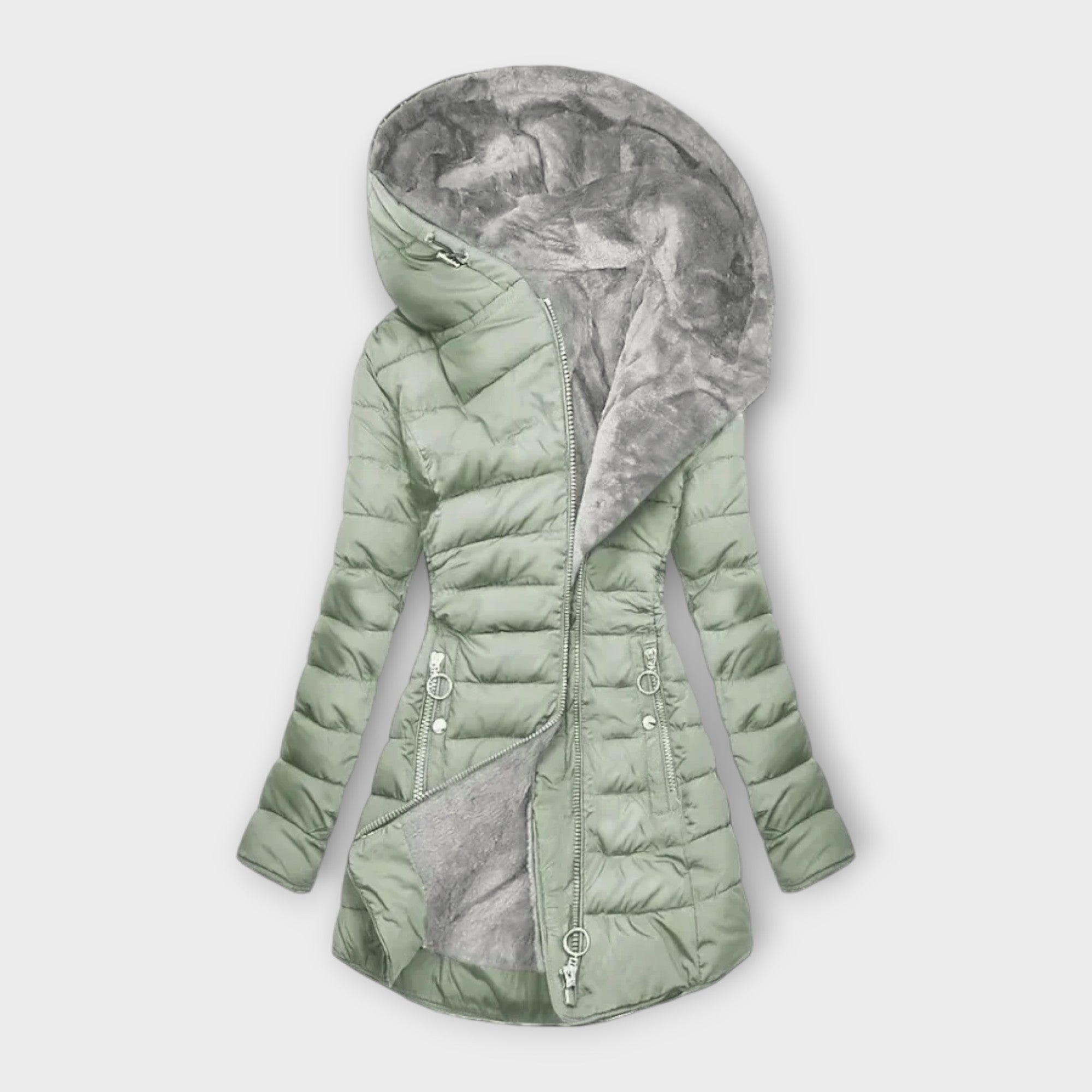 Women's Faux Fur-Lined Winter Coat Quilted Warm Elegant Ladies Long Jacket Casual City Weekend Cold Weather Plus Size