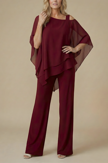 Women's Two-Piece Set Off Shoulder Top Straight-Leg Pants Casual