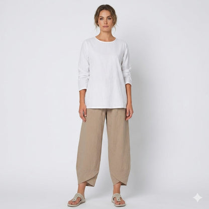 Beatrice Moreau women's linen trousers in Khaki