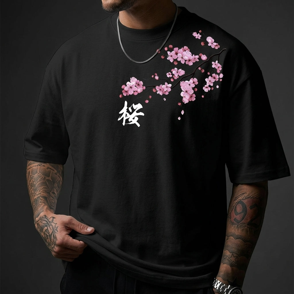 Hiro | Cherry Blossom Print Cotton T-Shirt for Men