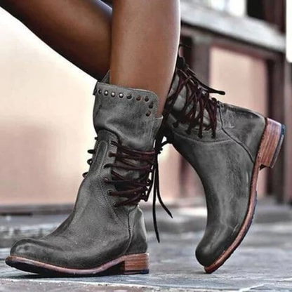 Women's Chic Leather Boots Rugged Style Everyday Casual Ankle Footwear