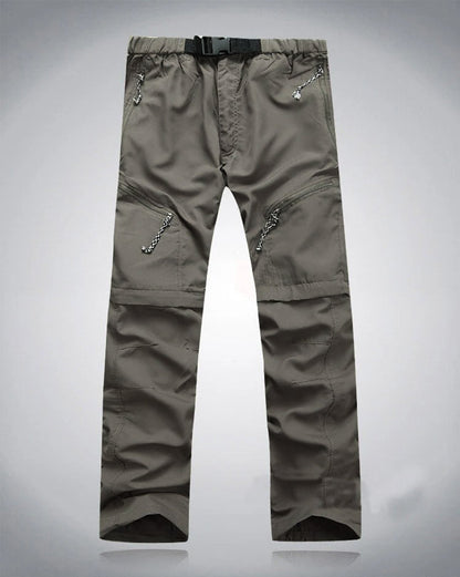 Men's Convertible Zip-Off Hiking Pants Elastic Waistband Multi-Pocket