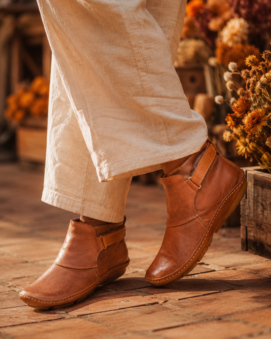 Women's Leather Ankle Boots Elegant Chic Low Heel Everyday Smart Casual