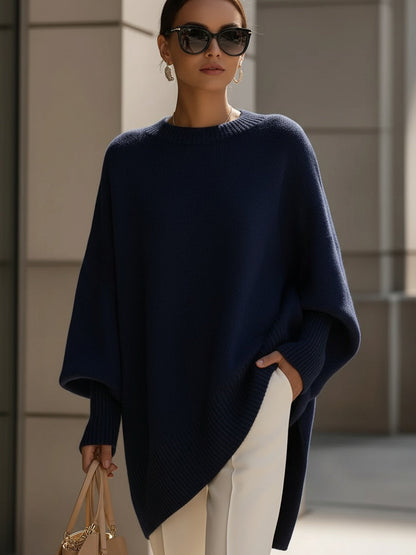 Women's Oversized Poncho Wrap Beige Black Olive Cosy Layering Cape Shawl Relaxed Fit Casual Elegant All Season Knit Style