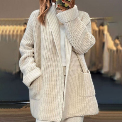 Women's Oversized Wool Cardigan Ribbed Open Front Beige Camel Relaxed Knit Layering Jumper Casual Lounge Cosy Everyday Plus Size S-5XL