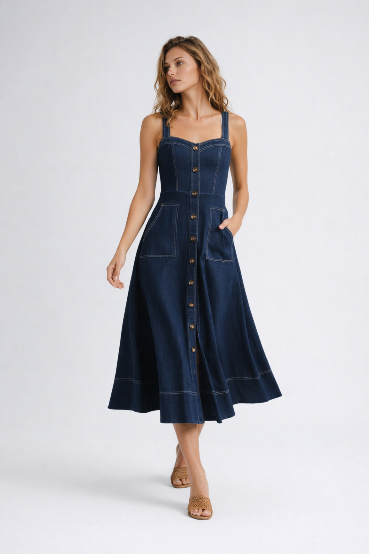 Romy women's midi dress in Blue