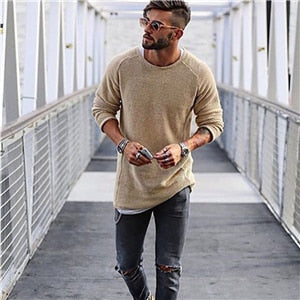 Men's Long Knit Pullover Sweater Soft Comfortable Casual Everyday Wear