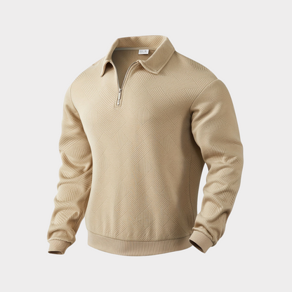Men's Half Zip Pullover Casual Sweatshirt Long Sleeve Polo Style