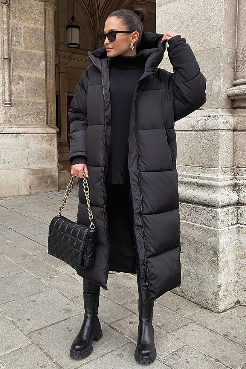 Women's Long Puffer Coat Warm Winter Jacket Stylish Quilted