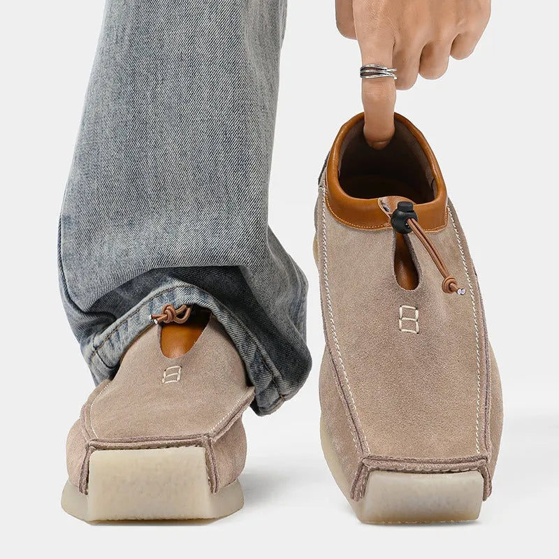 Men's High Top Loafers Slip On Toggle Closure Contrast Stitching Casual