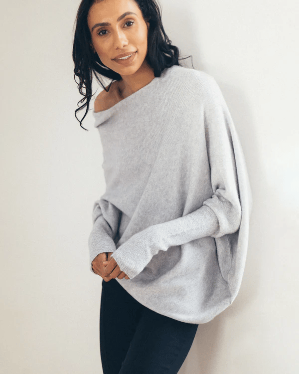 Asymmetric Cashmere Blend Jumper Women Elegant Comfortable Soft Knit