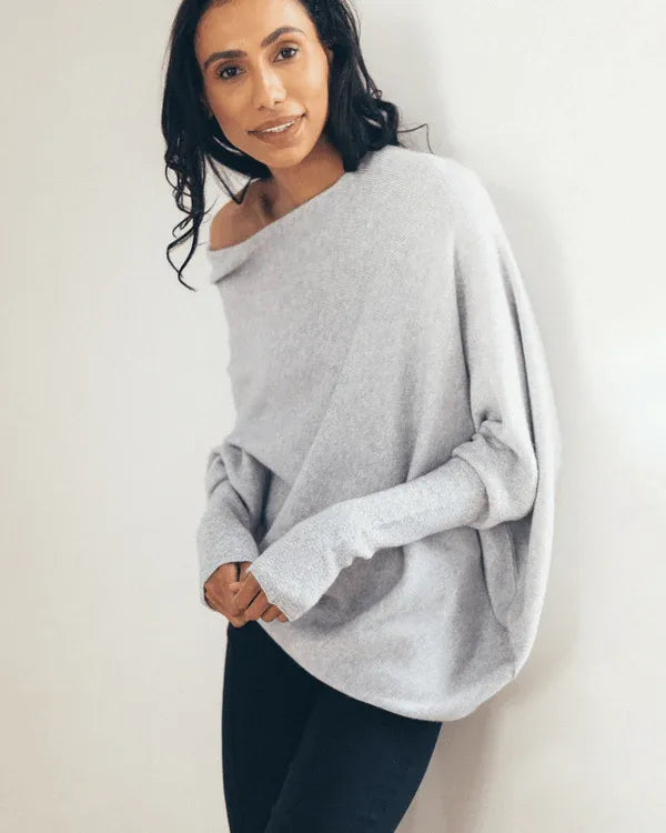 Asymmetric Cashmere Blend Jumper Women Elegant Comfortable Soft Knit