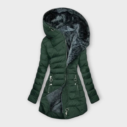 Women's Faux Fur-Lined Winter Coat Quilted Warm Elegant Ladies Long Jacket Casual City Weekend Cold Weather Plus Size