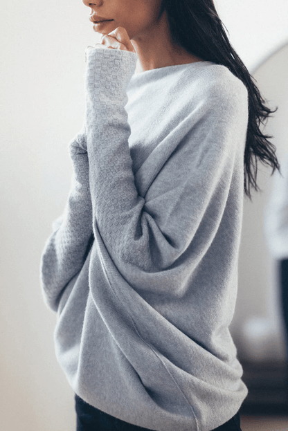 Asymmetric Cashmere Blend Jumper Women Elegant Comfortable Soft Knit