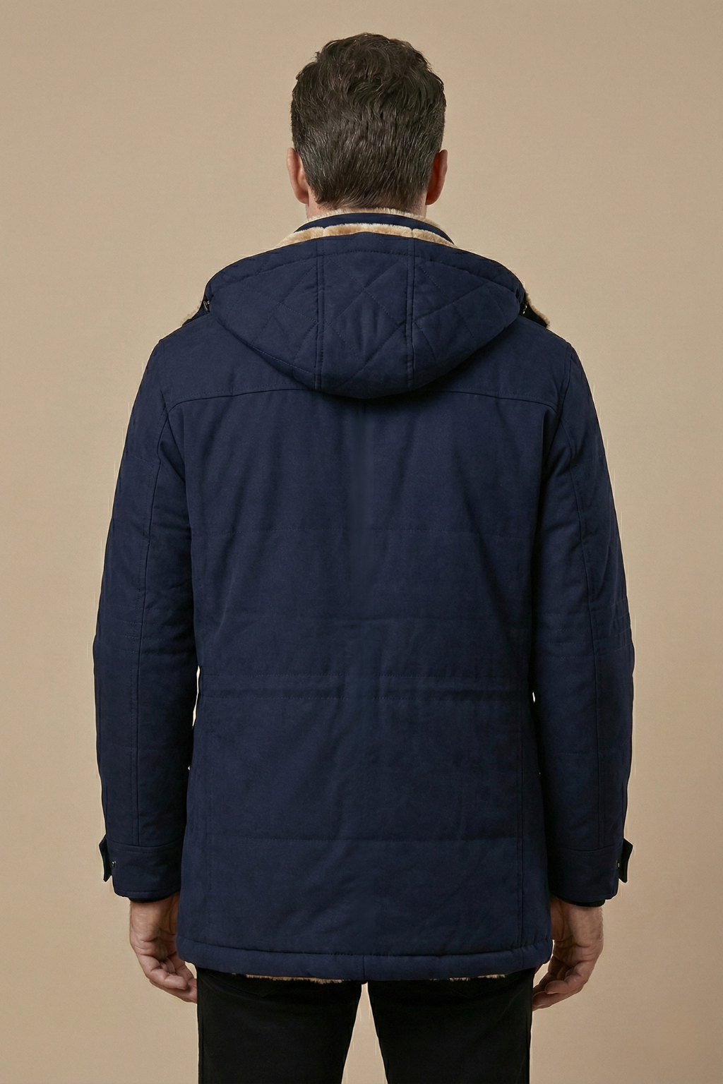 Men's Winter Parka Jacket Insulated Hooded Utility Zip Button Closure