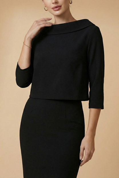 Women's Two Piece Set Cowl Neck Top Bodycon Midi Skirt Evening Formal