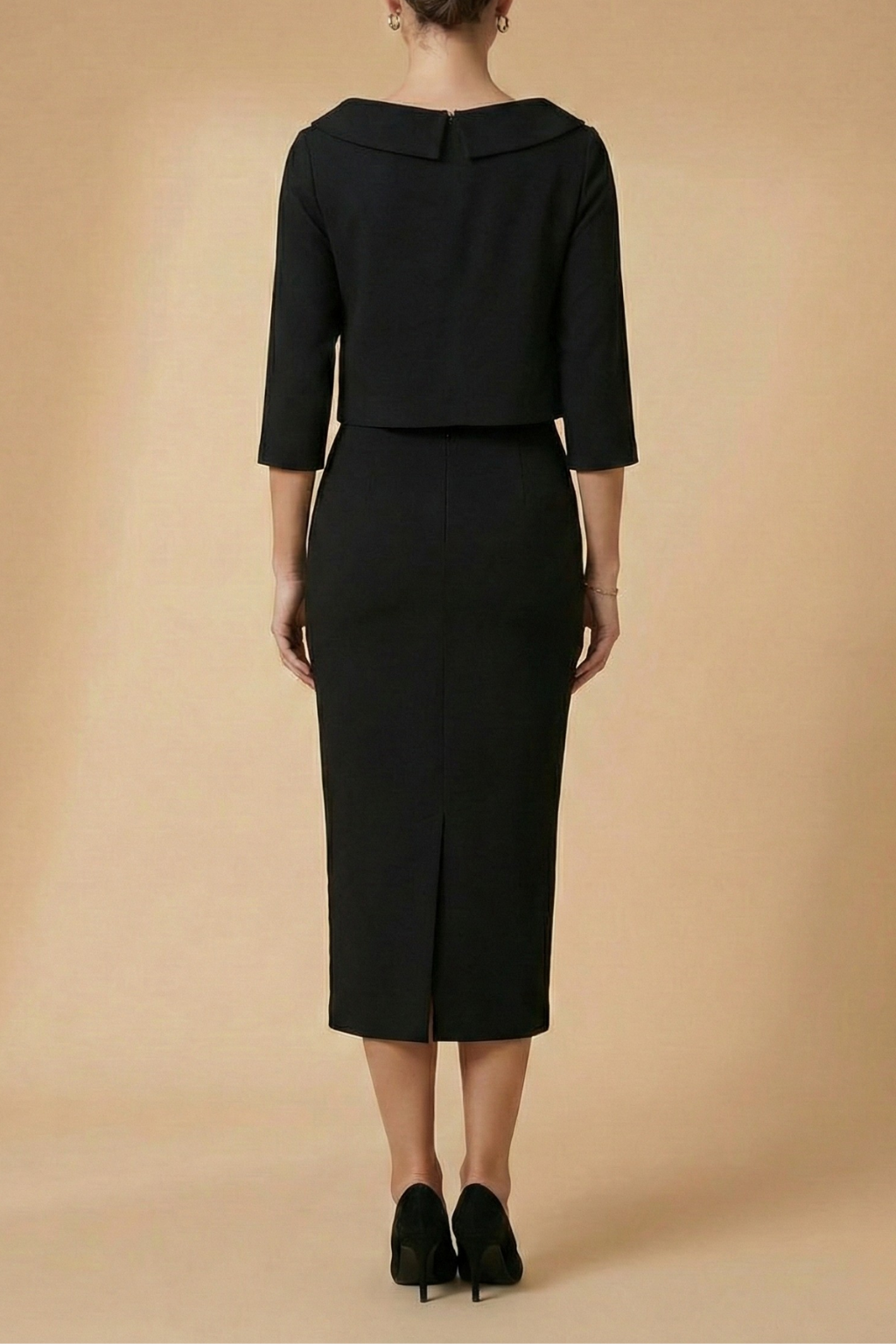 Women's Two Piece Set Cowl Neck Top Bodycon Midi Skirt Evening Formal