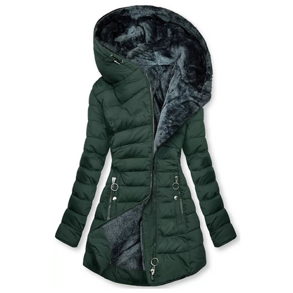 Waterproof Winter Coat Women's Longline Warm Hooded Jacket for Cold Wet Days