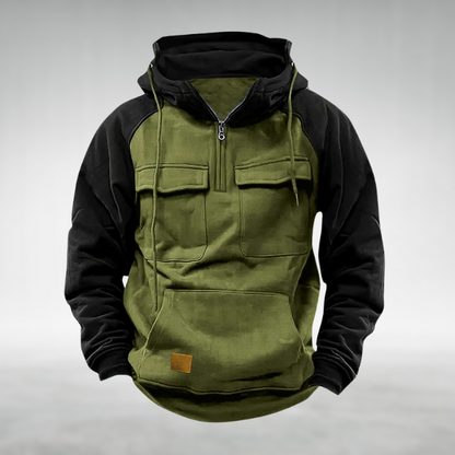 Hoodie Men's Multifunctional Winter Fleece Colour Block Urban Outdoor Casual Pullover