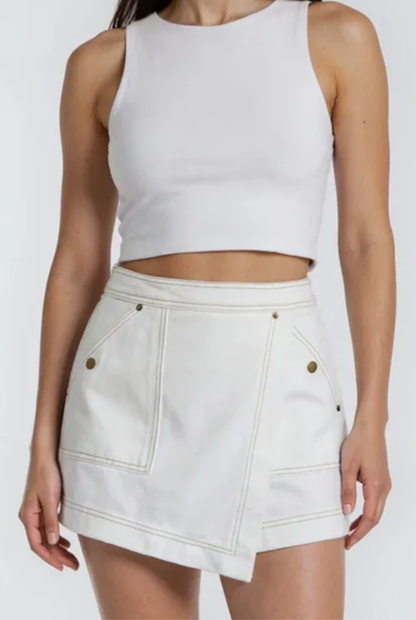 Holly women's denim mini skort in White
