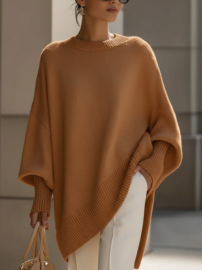 Women's Oversized Poncho Wrap Beige Black Olive Cosy Layering Cape Shawl Relaxed Fit Casual Elegant All Season Knit Style