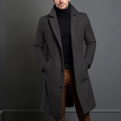 Men's Navy Overcoat Tailored Fit Elegant Winter Formal Casual Wool Blend
