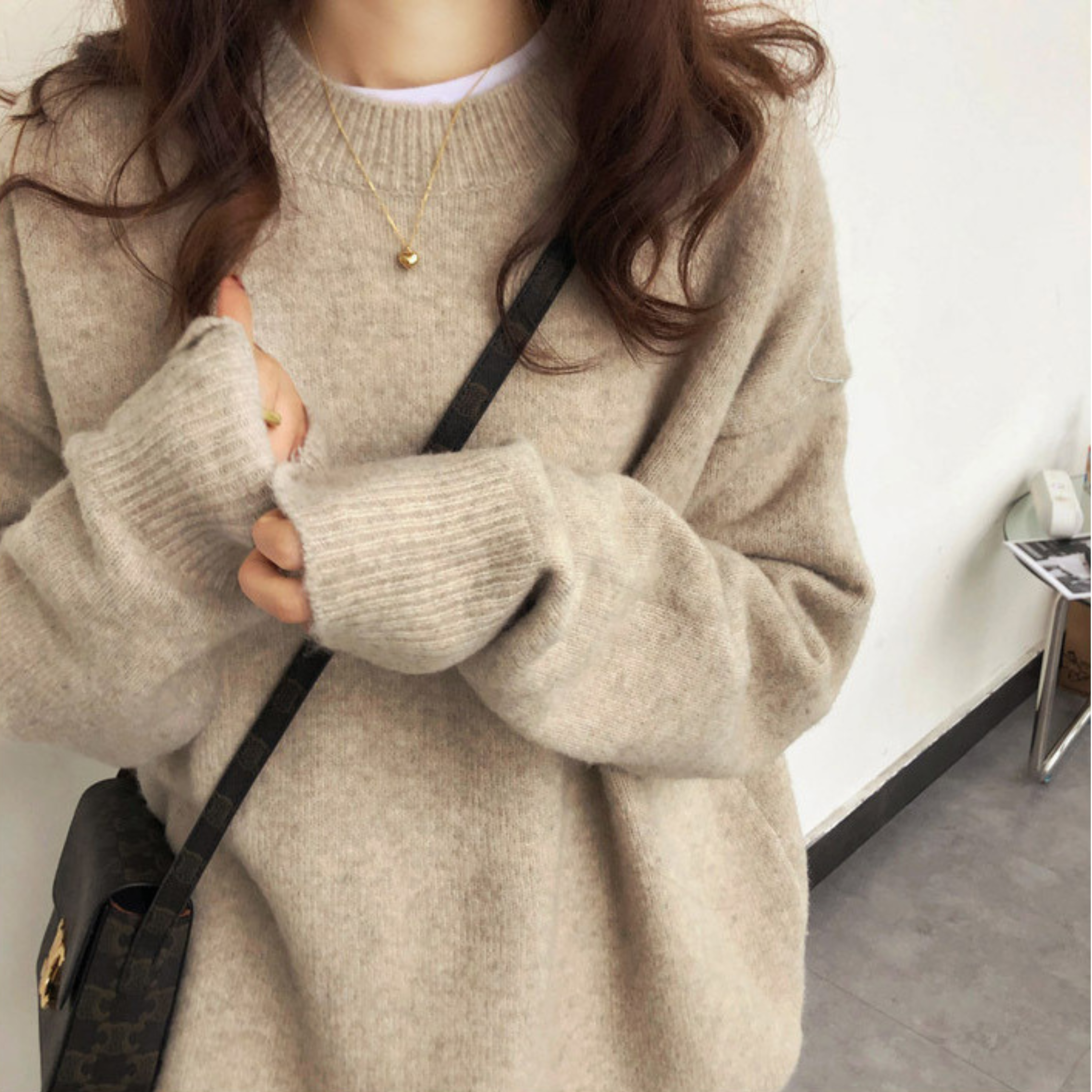 Sweater Women Casual Long Sleeve Round Neck Relaxed Fit Everyday Pullover Camel Khaki Black Pink
