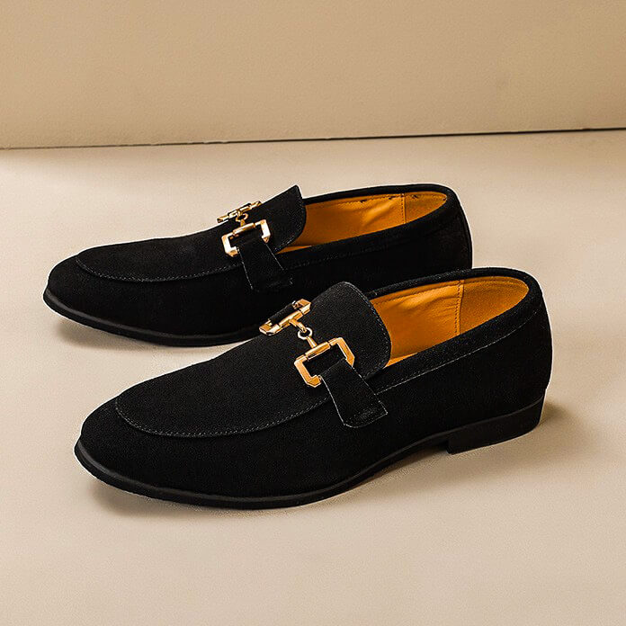 Men's Penny Loafers Slip On Dress Shoes Gold Horsebit Smart Casual