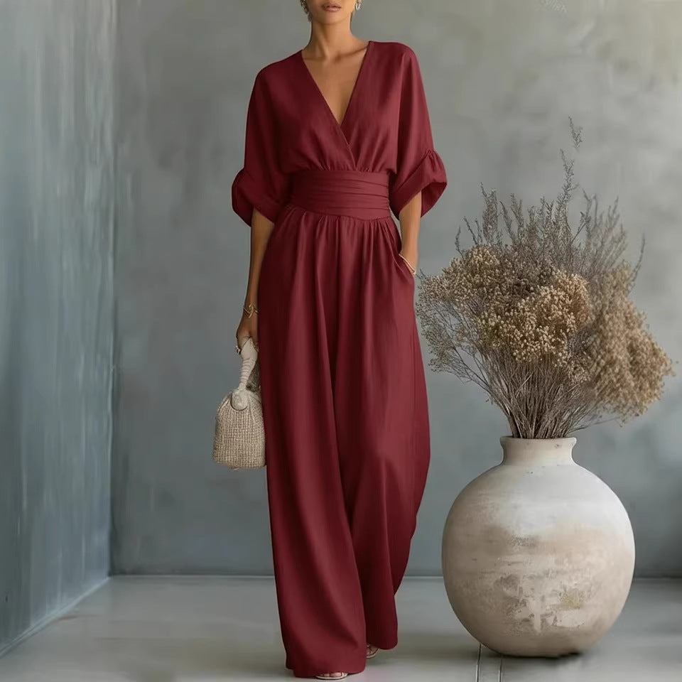 Sophia Merriweather women's jumpsuit in Wine Red