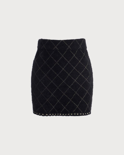 Freya | Women's Argyle Knit Cardigan and Mini Skirt Set