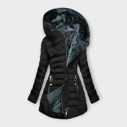 Women's Faux Fur-Lined Winter Coat Quilted Warm Elegant Ladies Long Jacket Casual City Weekend Cold Weather Plus Size