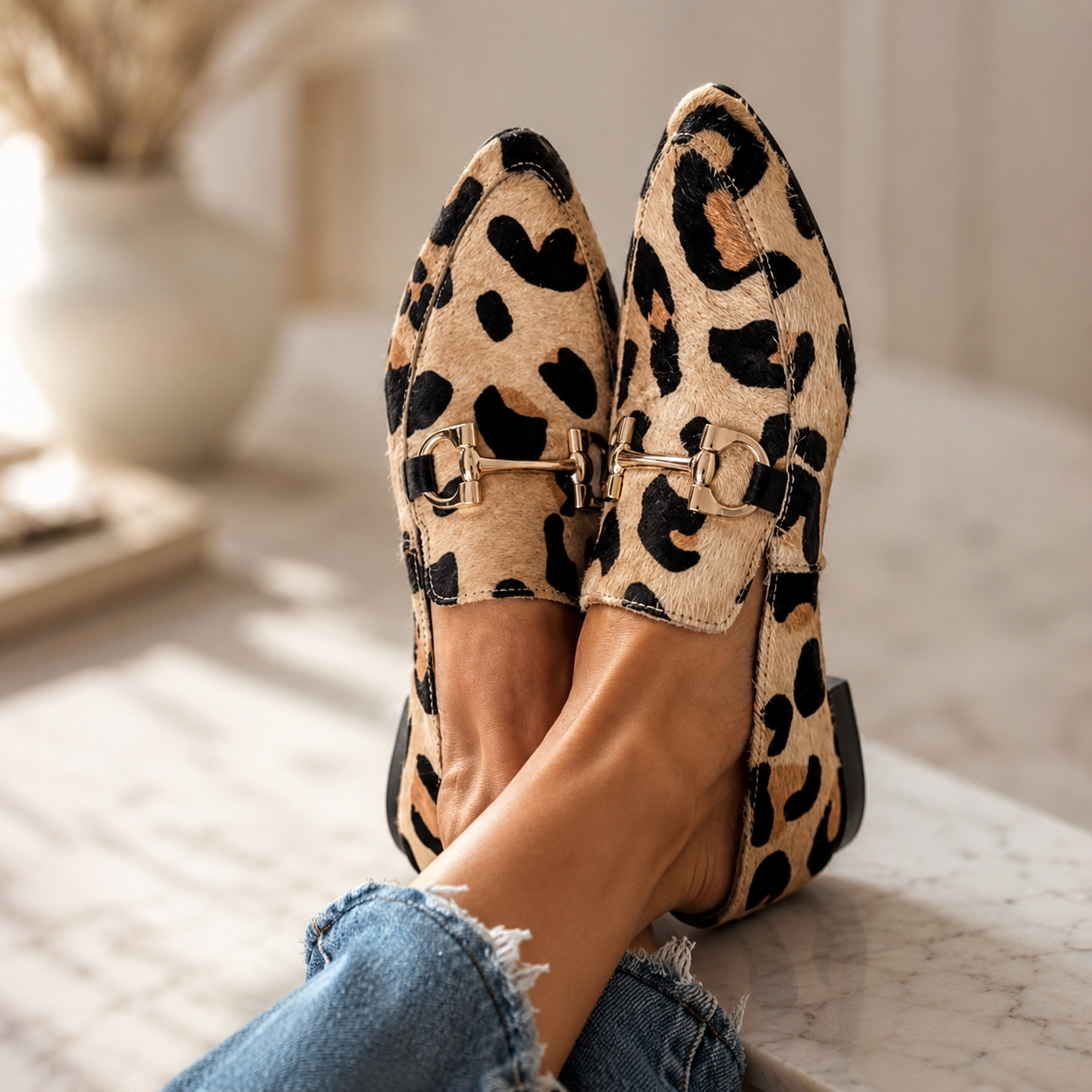 Women's Printed Loafers Elegant Casual Slip-On Shoes Comfort Style