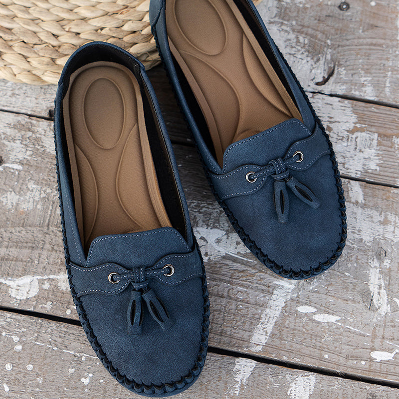 Suede Loafers Women Soft Leather Slip-On Comfort Casual Elegant Everyday