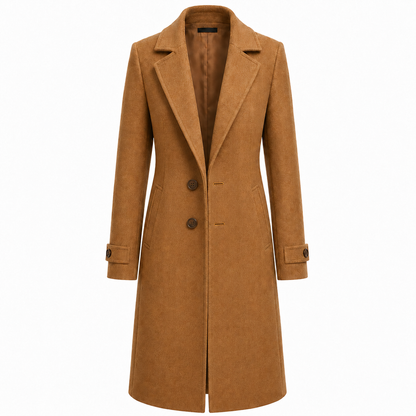 Women's Long Trench Coat with Buttons Tailored Overcoat Casual Formal