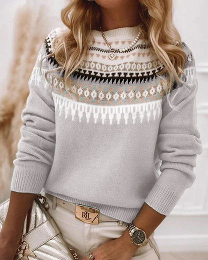 Women's Fair Isle Knit Sweater Patterned Pullover Soft Cosy Warm Layering Top Ladies Casual Winter Jumper All Season Plus Size