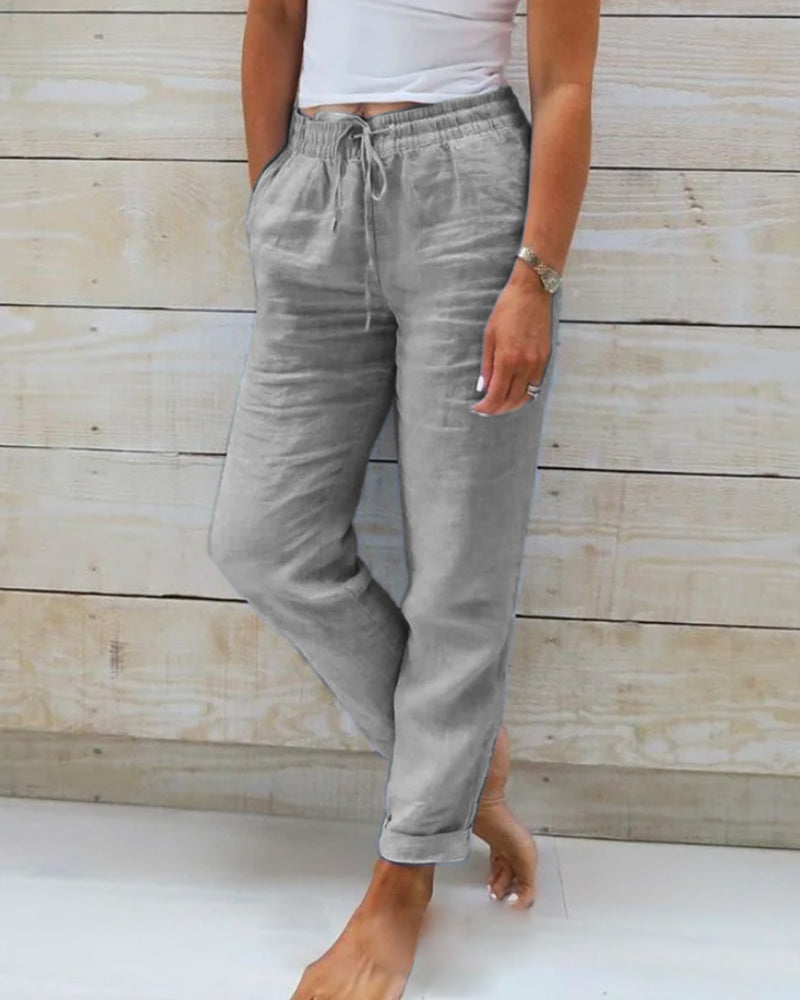 Susan women's linen trousers in Gray