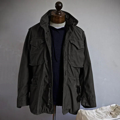Men's Military Field Jacket Stand Collar Multi-Pocket Casual Utility Wear