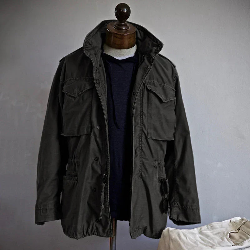 Men's Military Field Jacket Stand Collar Multi-Pocket Casual Utility Wear