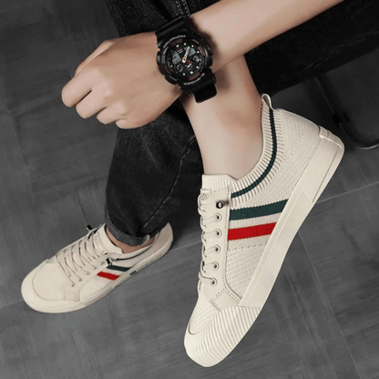 Men's Striped Sneakers Casual Stylish Sports Shoes Lightweight Everyday
