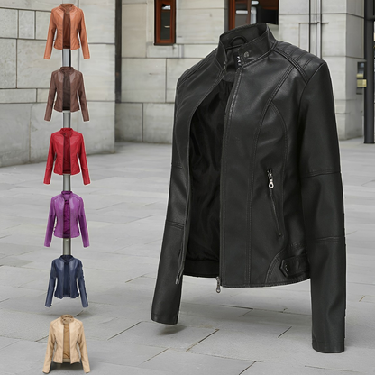 Women's Leather Jacket Fitted Elegant Classic Style Martha