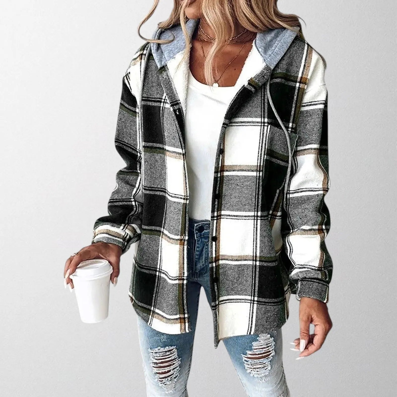 Women's Hooded Jacket Warm Relaxed Fit Casual Everyday Zip-Up Layering Coat Ladies Stylish Outerwear Smart Casual All Season