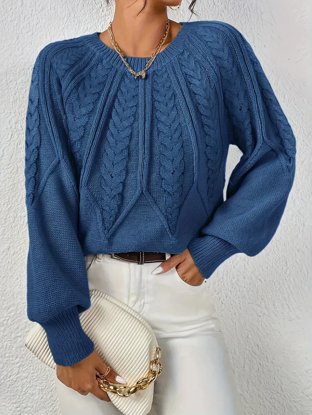 Women's Classic Comfort Sweater Cotton-Blend Soft Warm Knit Top Casual Autumn Winter Pullover Ladies Long Sleeve Cosy Everyday