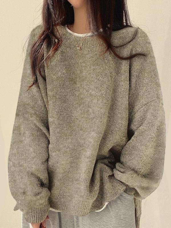 Women's Knit Sweater Long Sleeve Round Neck Cosy Knitwear Jumper Casual Warm Pullover Everyday Layering Top Winter Autumn