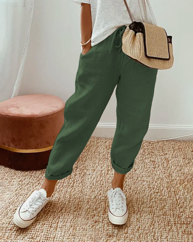 Remy women's linen trousers in Green