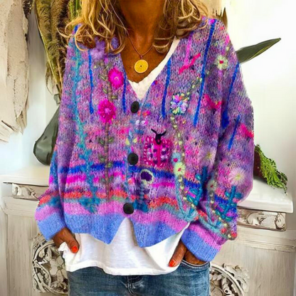 Women's Colourful Knitted Sweater Cosy Soft Knit Pullover Bold Pattern Casual Warm Ladies Jumper Long Sleeve Everyday Knitwear