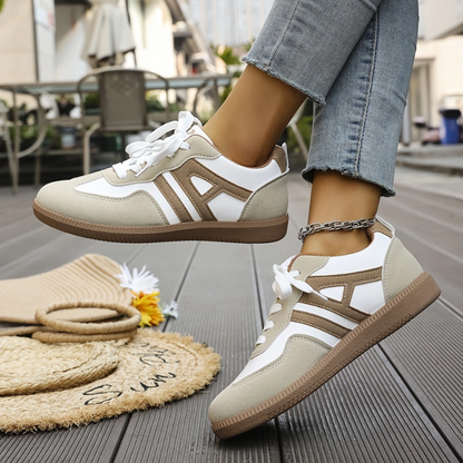 Caro Sneakers Women's Comfortable Stylish Trainers Khaki White